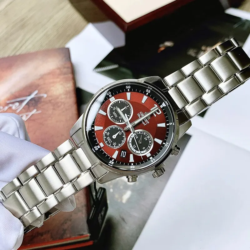 Orient Sports Chronograph Maroon Dial Men's Watch- RA-KV0004R